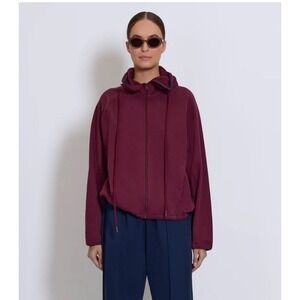 Roucha Forli Fleece Hoodie Sweatshirt Womens M Burgundy Oversized Comfort Lounge